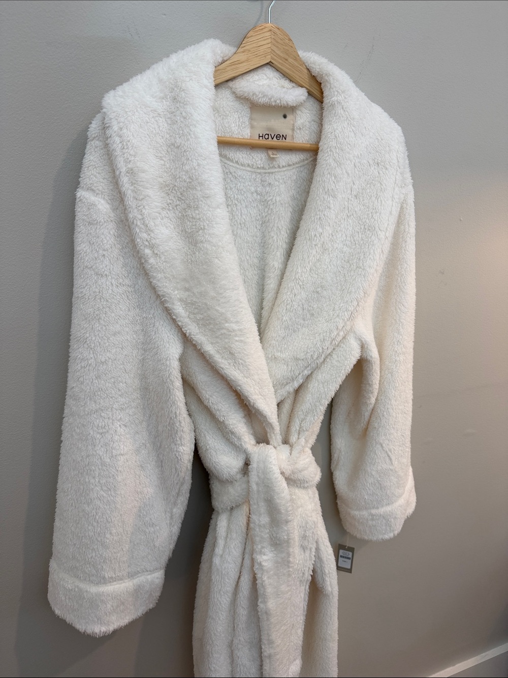 Haven Cream Plush Teddy Jacket with Shawl Collar